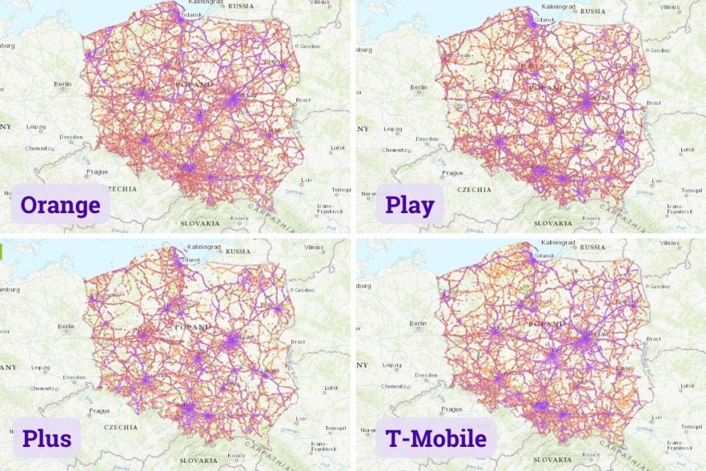 Poland Mobile Operator Coverage Map